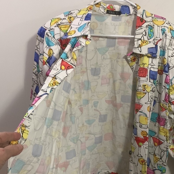 Vikki Vi button up jacket Drink theme (again!) Size 1X, May be new - Picture 6 of 8
